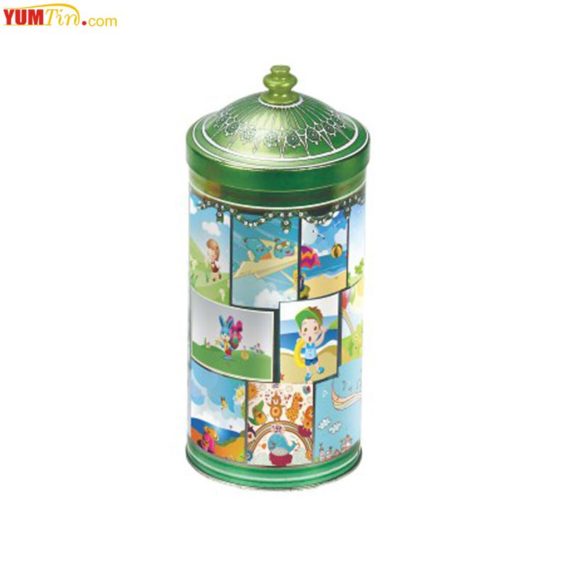 food tin box, domed lid tin box, round tin box