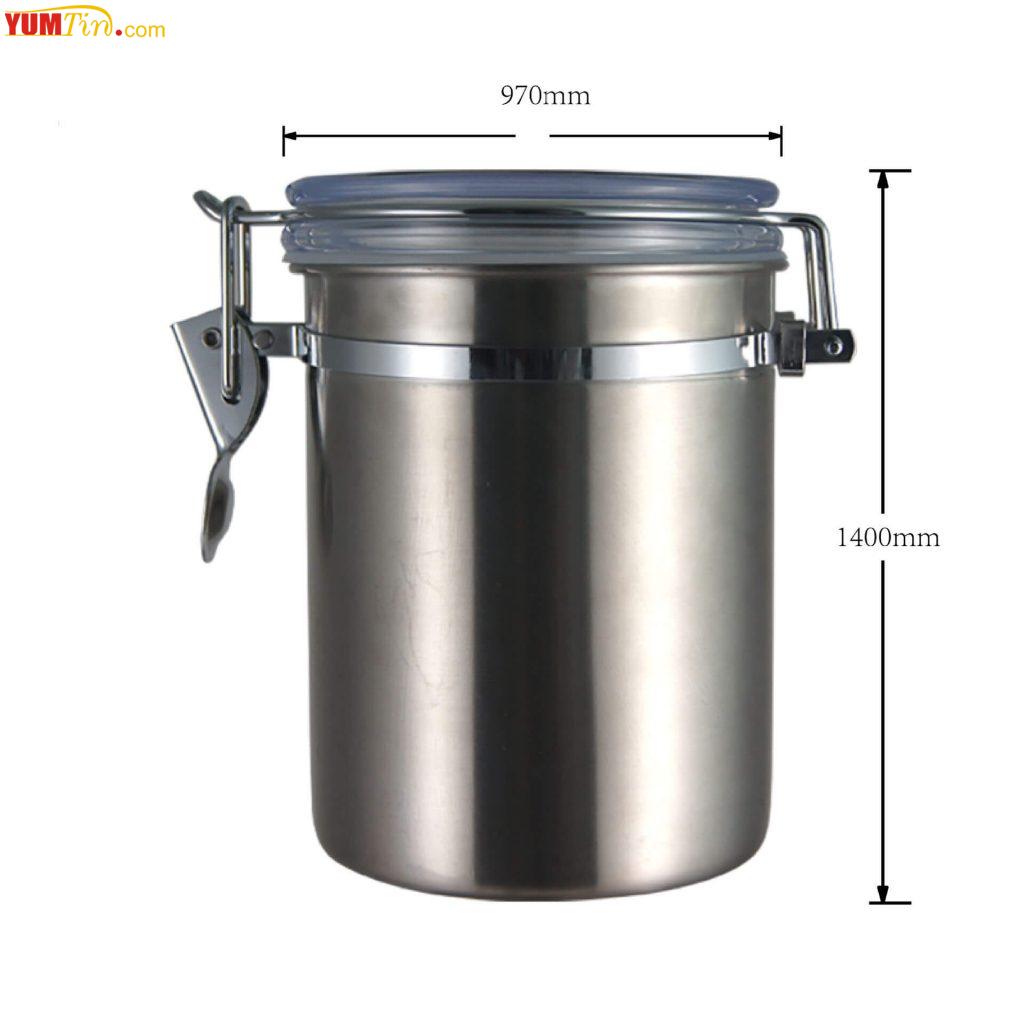large stainless steel airtight coffee tin