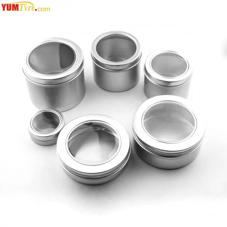 aluminum clear lid tin