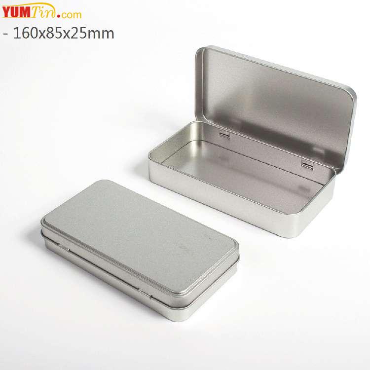 silver hinged tin box