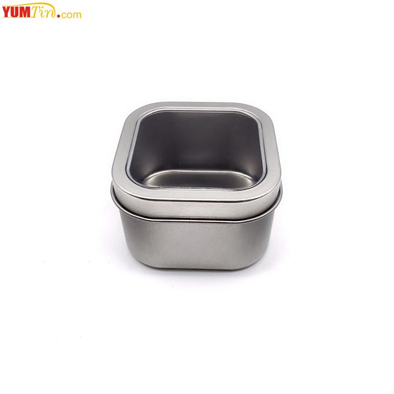 square window lid tin