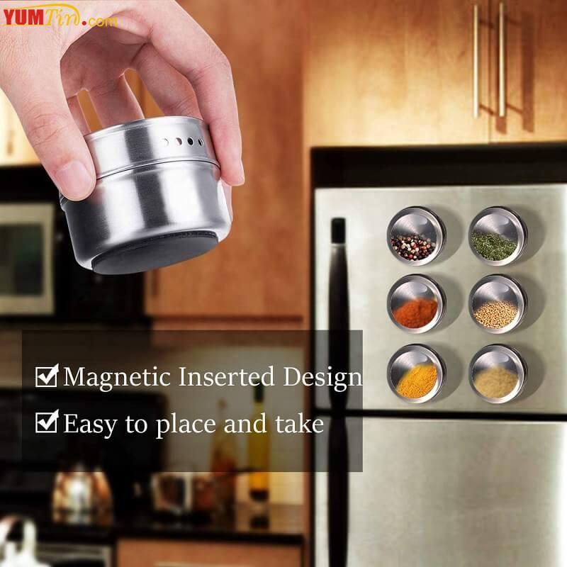 Magnetic spice tin box easy to place and carry