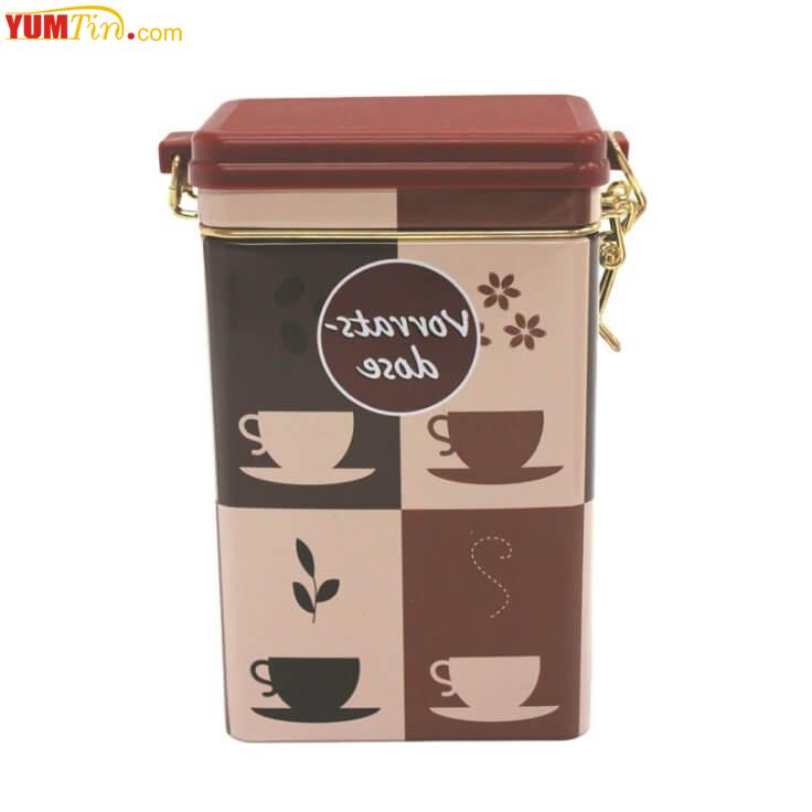 airtight square tea tin box