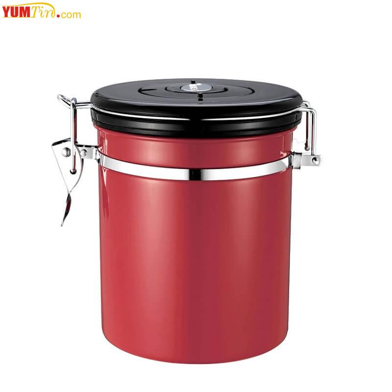 red airtight coffee tin container