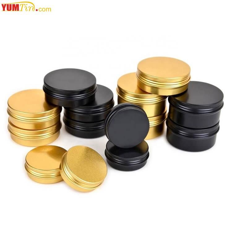 black and gold screw lid tin